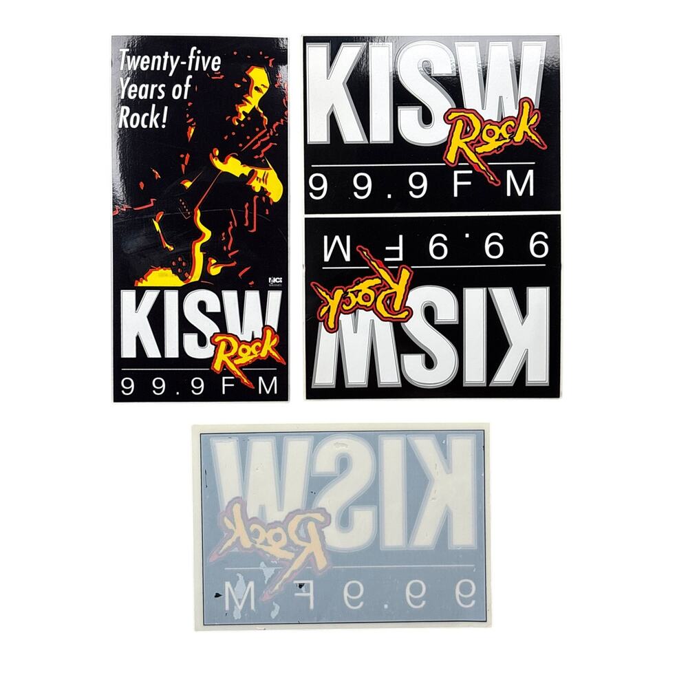 Vtg 90s Rock KISW 99.9 FM Seattle PNW radio station sticker lot of 3 un-used